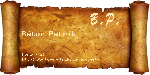 Bátor Patrik névjegykártya